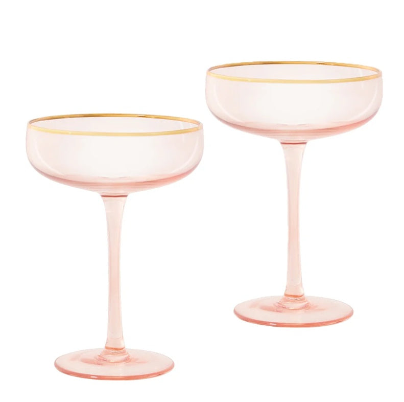 Coupe Glasses Rose Crystal Set of 2