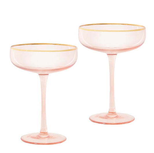 Coupe Glasses Rose Crystal Set of 2